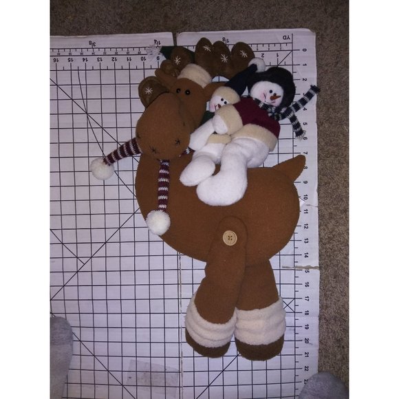 Snowmen Riding Reindeer Shelf Sitter Christmas 21 Inch Plush Decoration #640478 - Picture 9 of 9